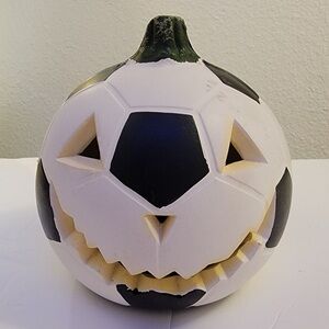 Gemmy Black and White Soccer Ball light up Pumpkin Decor